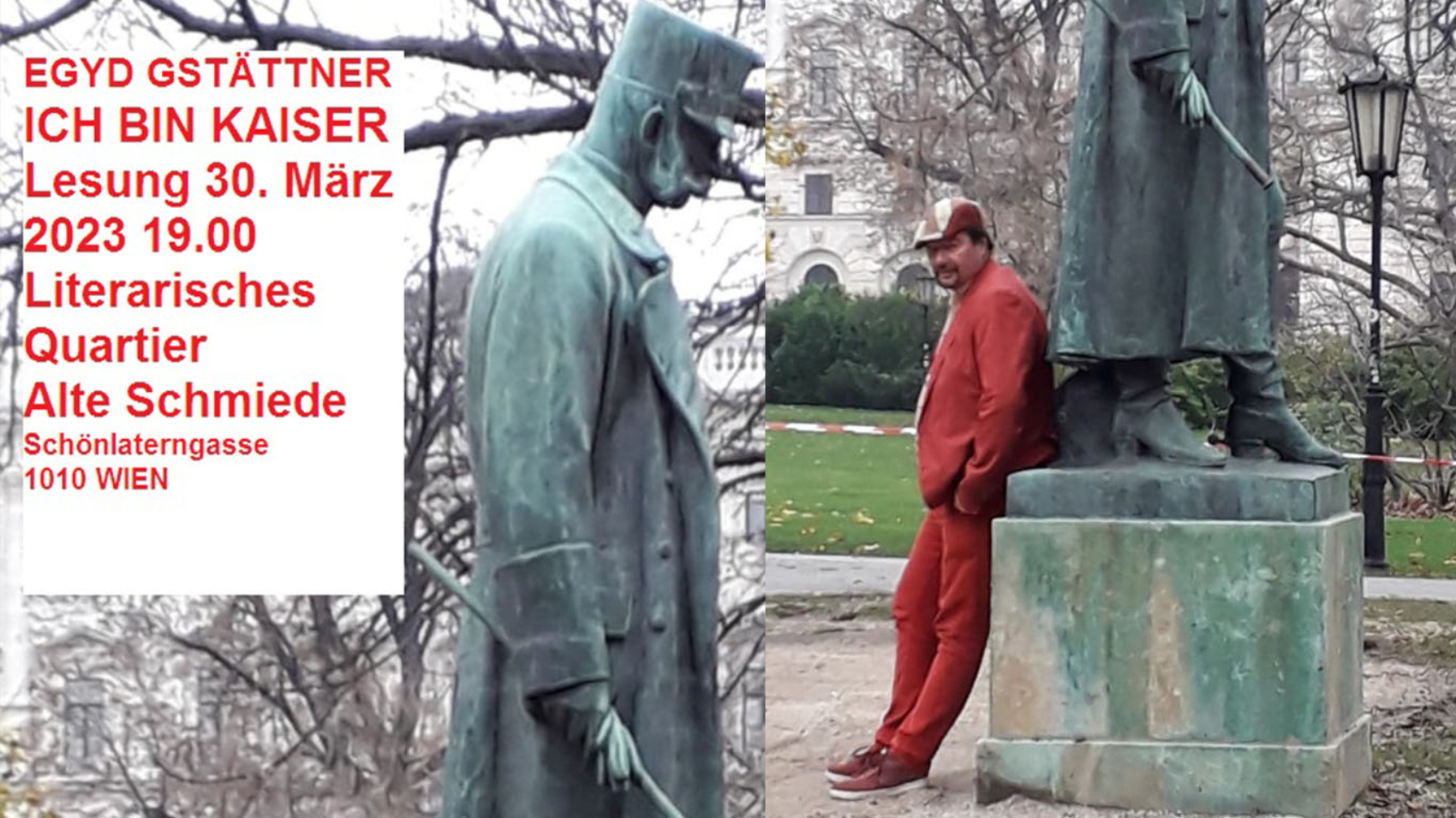 Egyd Gstättner liest aus "Ich bin Kaiser" | Literarisches Quartier | Alte Schmiede, Wien am 30. März 2023