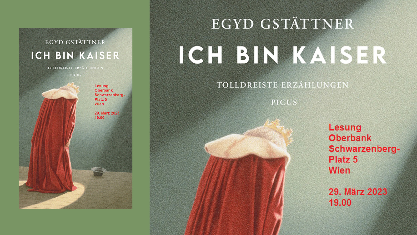 Egyd Gstättner liest aus seinem neuen Buch "Ich bin Kaiser" in der Oberbank in Wien am 29. März 2023